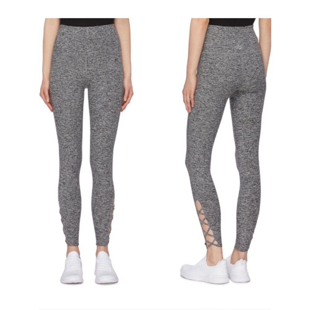 Beyond Yoga Crossed My Mind Gray Spacedye Midi Leggings Size S